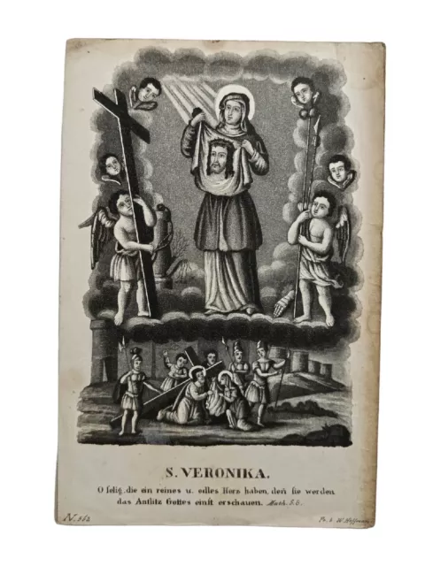 *HH* Antico santino holy card immaginetta votiva sacra Santa Veronica Hoffman