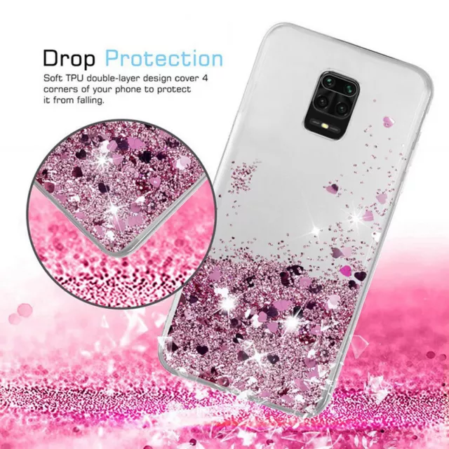Case For Xiaomi Redmi Note 11 10 9 8 Pro Glitter Clear Shockproof Lanyard  Cover
