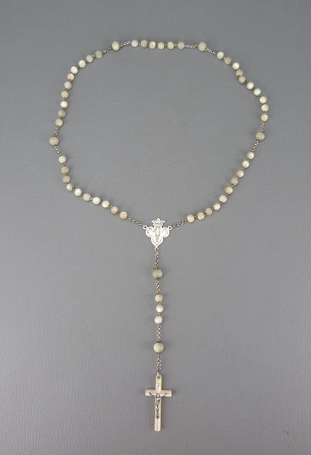 Ancien Chapelet En Argent Et Nacre Du 19ème Siècle - France - état Correct