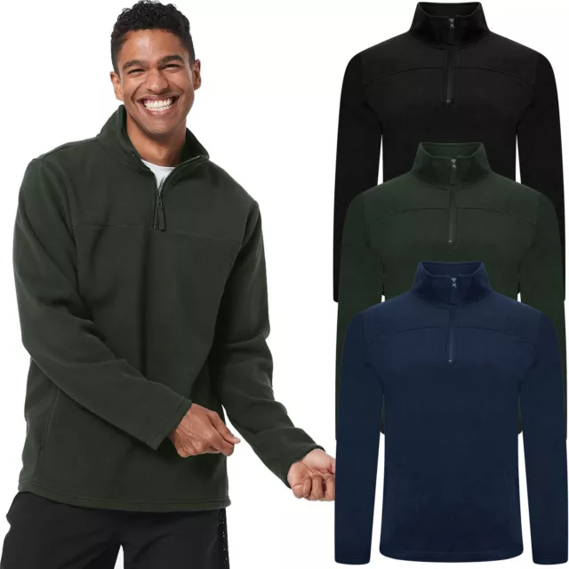 Mens Fleece Half Zip Polar Jacket Long Sleeve Winter Pullover Jumper Tops