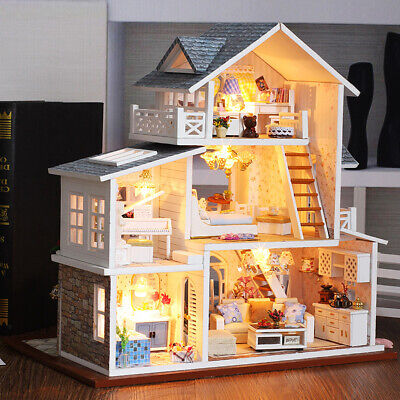Maisons de Poupées en Bois Model Kits DIY Cottage de la Maison Miniature Fabriqué Kit Fait à la Main Maison de Poupée Décoration 
