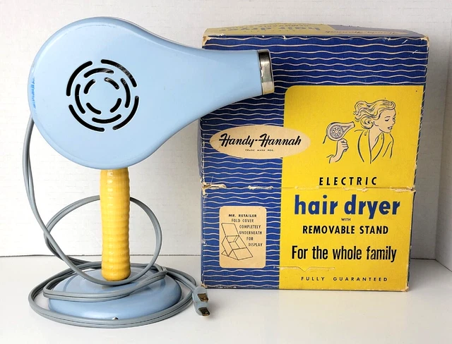 Vintage Handy Hannah #695 Blue Electric Hair Dryer w/ Stand  Orig. Box See Video