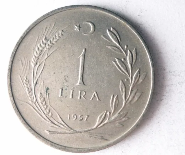 1957 TURKEY LIRA - High Quality Coin - FREE SHIP - Bin #156