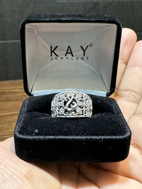 #58) Jane Seymour retired open heart diamond ring