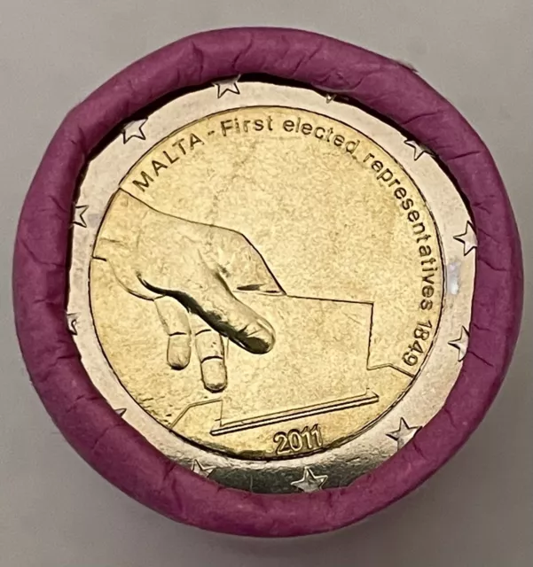 Rollo De 25 Monedas De 2 Euros , Conmemorativa De Malta 2011 Primeras Elecciones