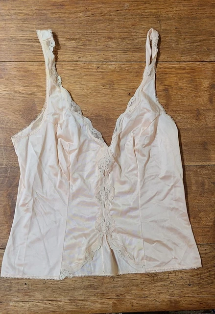 Vintage Camisole Warners Frostings 36 Nylon  Lace Trim Champagne Beige Cami Sz M