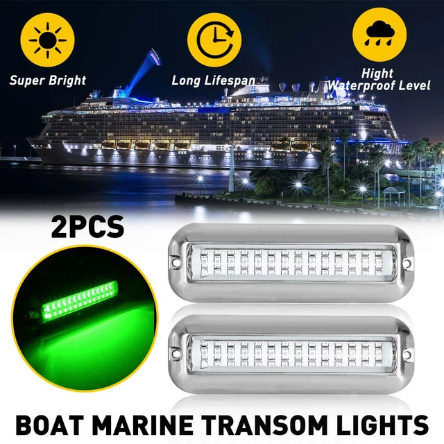 2x Green 42LED Underwater Boat Marine Transom Light 316 Stainless Steel Pontoon