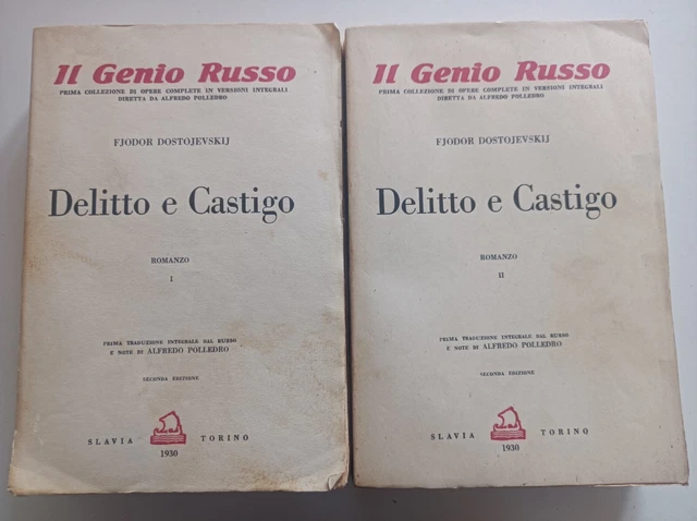 LIBRI “DELITTO E CASTIGO” DI DOSTOEVSKIJ 2 Vol,ANNO 1930 EUR 29,00