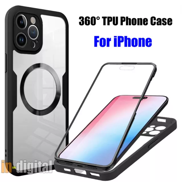 360 degrés téléphone étui coque pour iPhone 13 Mini 14 Pro Max Plus 15 Pro Max