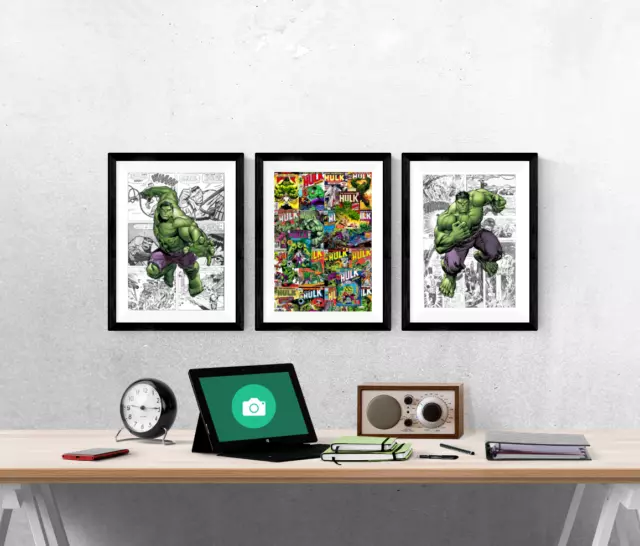 Marvel Hulk Superhero Comic Strip Set Of 3 Prints Pictures Wall Art Poster