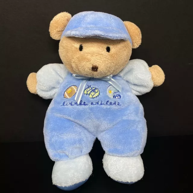 Carters Just One Year Blue Bear Plush Little Athlete Rattle Stuffed Animal lovey