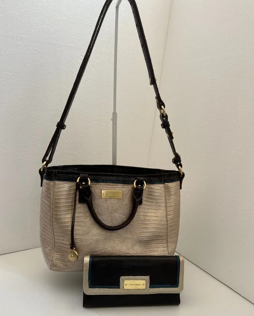 Brahmin Arno Champagne Embossed Leather Shoulder Crossbody Handbag Tote & Wallet