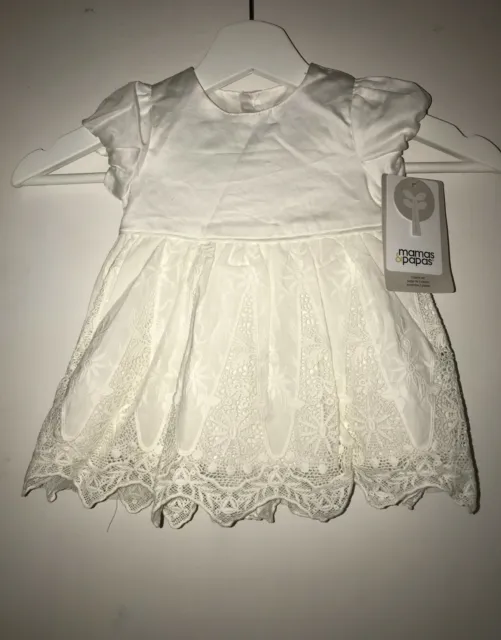2Piece set White Dress By Mamas&Papas. Age 0-3 Month (NWT)