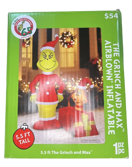 Dr. Seuss The Grinch and Max Airblown Inflatable 5.5ft 65th Anniversary New