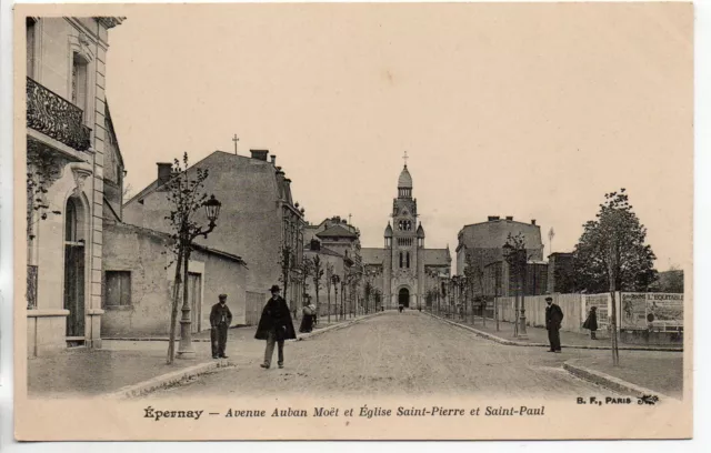 EPERNAY - Marne - CPA 51 - les rues - Avenue  Auban Moet - Eglise