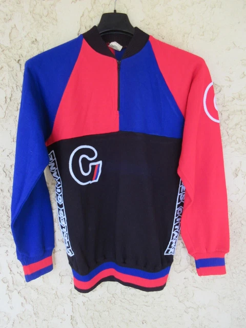 Maillot Cycliste Vintage Telmail – Gitane Ciel – Acrylique – Années 70 – Taille 4/L (Occasion)