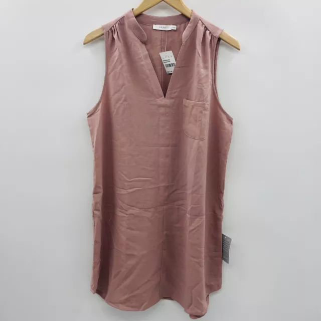 Lush Womens Size XS Sleeveless Shirt Dress V Neckline Patch Pocket Adobe Rose