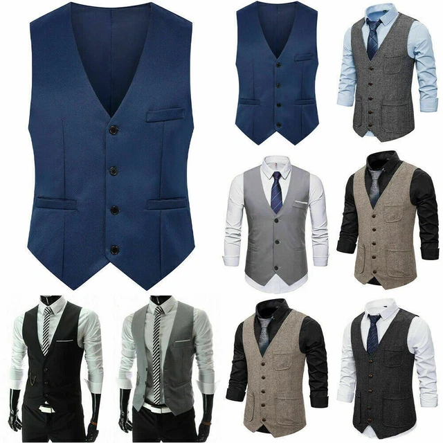 Gilet da lavoro formale da uomo vestibilità slim vita cappotto matrimonio top petto singolo