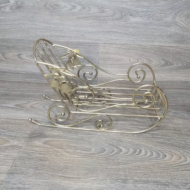 Christmas Decor Gold Metal Sleigh Large Sled VTG Metal Holiday Dcorations