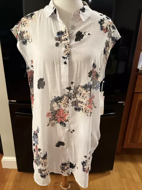 NWT Two by Vince Camuto White/Multi Floral Print Sleeveless Tunic Medium