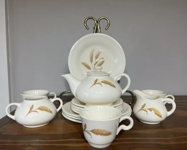 Edwin M Knowles Vintage 1940s China Golden Wheat Children's Tea Set