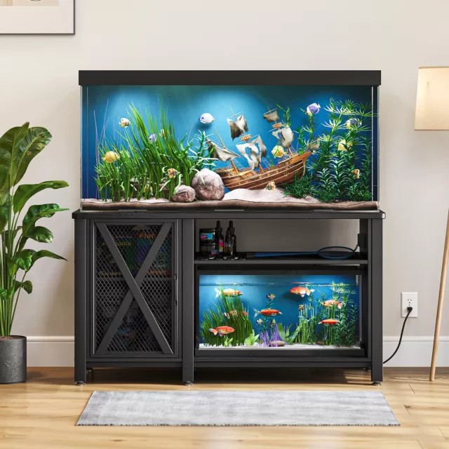 Metal Aquarium Stand Storage Cabinet for 55-75 Gallon Fish Tank Home Decoration