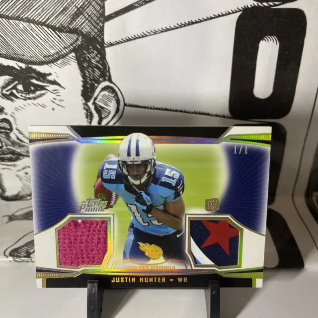 2013 Topps Prime Dual Relics  Rainbow  01/01 Justin Hunter #DR-JH Rookie RC
