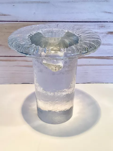 1980's Blenko Glass Mushroom 5" Candle Holder Clear