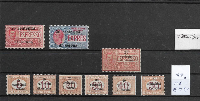 ITALY  @  1919   TRENTINO  TRIEST Sass.1-6  MH € 125.00  -Nice Priced @ Ita.51