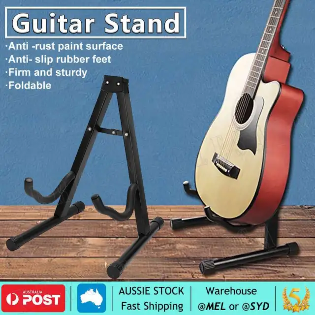 Folding Guitar Stand Floor Rack Electric Acoustic Bass Gig Holder Rack Portable