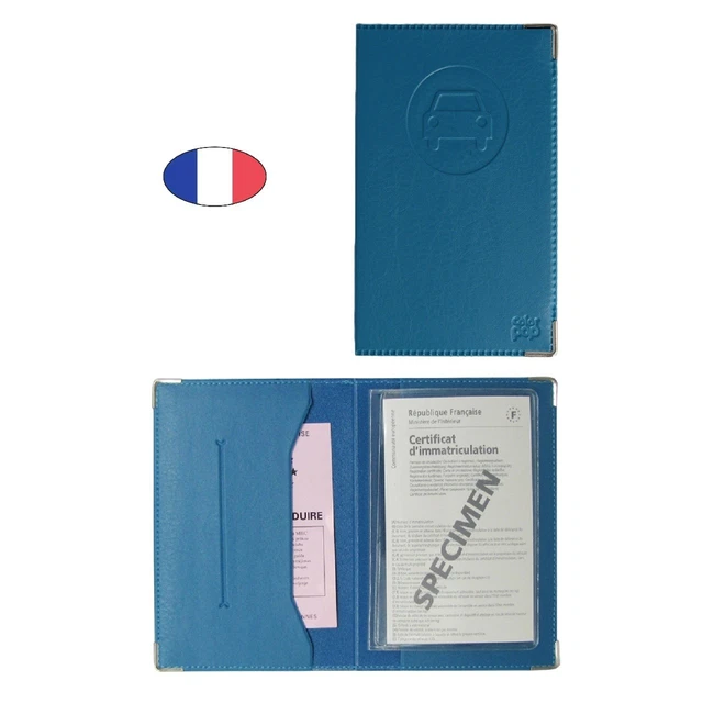 Porte-documents Voiture Gris Foncé - Avec étui Carte Grise Et Permis - Fabriqué En France - Neuf