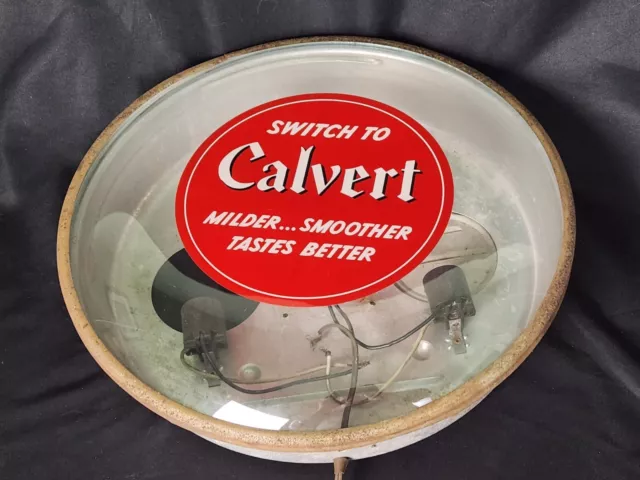 Vintage 1958 Calvert Whiskey Metal Wall Bar Clock Parts Original Glass lense