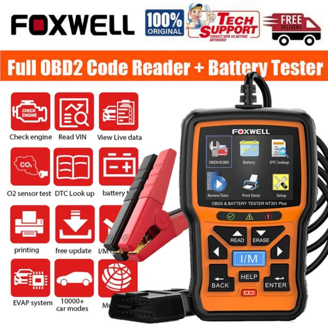 Foxwell NT301P dispositivo diagnostico professionale per auto scanner OBD2 & 12 V tester batteria