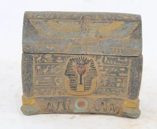 RARO ANTIGUO EGIPCIO ANTIGUO Horus Sons Isis Jewelary Pharoh Box (B+)
