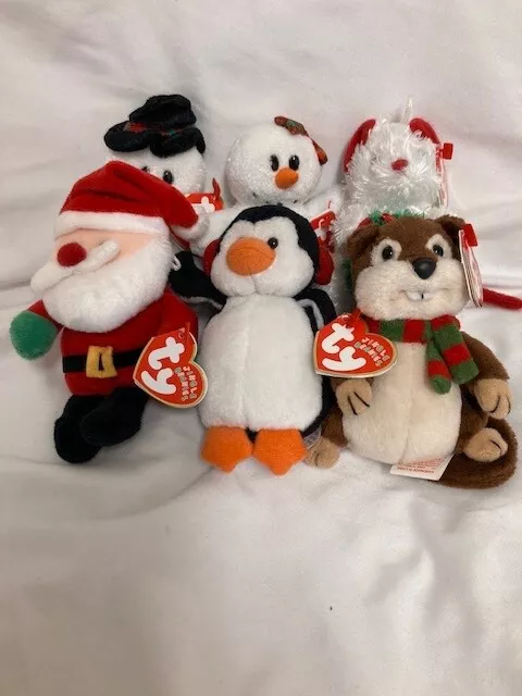 Ty Jingle Beanies - 2008 (SET OF 6) 4" HOLIDAY ORNAMENTS PLUSH New MWMT's