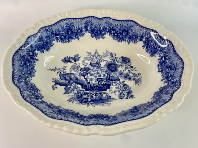 Antique MASON’S Patent Ironstone China ASTON Serving Fruit Bowl In Blue Floral