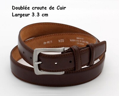 CEINTURE A VIS HOMME PANTALON JEAN MARRON SIMILI CUIR DOUBLÉ CROÛTE DE CUIR 