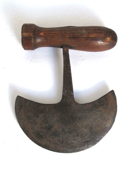 Antique Food Chopper Half Moon Blade  Hand Forged with Wood Handle
