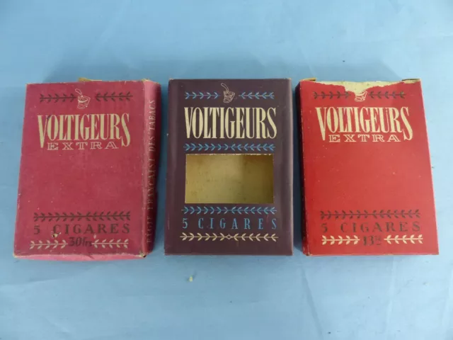 Lot de 3 anciens paquets cigares VOLTIGEURS EXTRA SEITA régie Française WW2