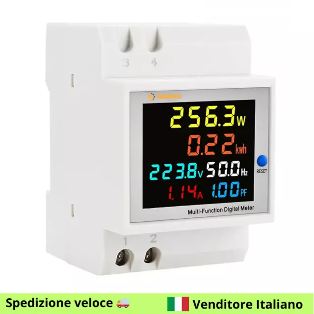 Contatore Energia Elettrica 6 in 1 LCD AC40-300V 100A Misuratore Di Elettricità⚡