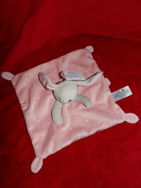 Doudou Plat Lapin Rose et Gris A Pois Blanc Simba Toys Nicotoy  Neuf
