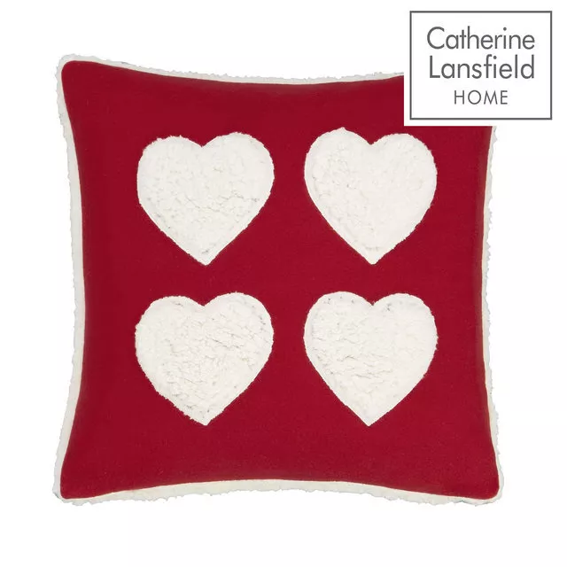 Catherine Lansfield Cosy Heart Unfilled Cushion Cover