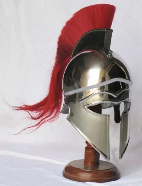 Medieval Greek Corinthian Armour Helmet With Red Plume Knight Spartan Helmet