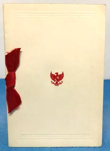 Christmas Card Indonesian Embassy New Delhi India Embossed Emblem Muhardjo 1950