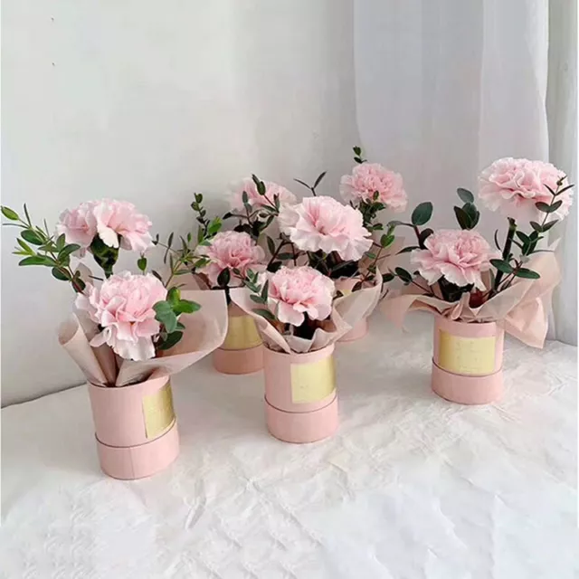 Round Flower Paper Boxes Lid Hug Florist Flower Bucket Gift Packaging  ~.P ZR Bf
