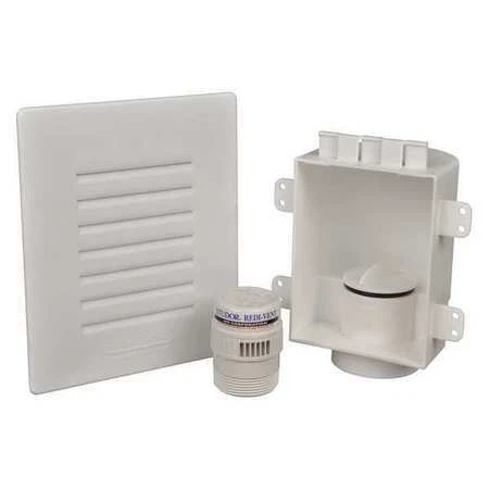 Studor 20381 1-1/2" Or 2 " Dia., Plastic, White/Plastic Finish,