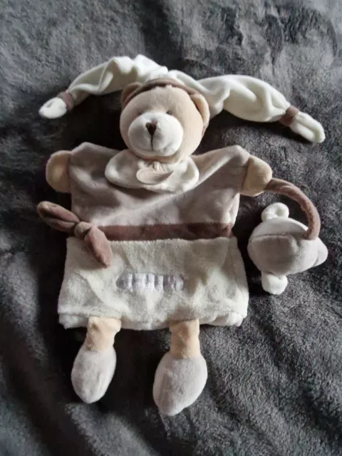 Doudou et compagnie marionnette ours blanc beige marron Graines de doudou -