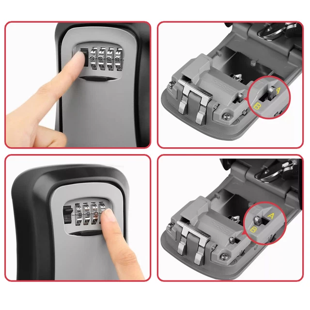 SCHLÜSSELSAFE 4STELLIGER CODE Wandmontierte Schlüssel SchlossAufbewahrungsbox EUR 13,99