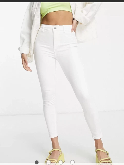 TopShop Joni White High Rise Skinny Jeans with Distressed Knees. Size 26.