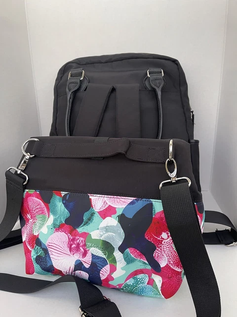 SAMANTHA BROWN To-Go Convertible Backpack & Insulated Lunch Tote Orchid Camo Set 4
